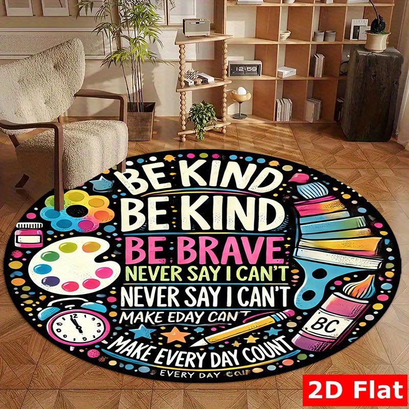 Kids Education Motivation - Alfombra redonda de franela con cita