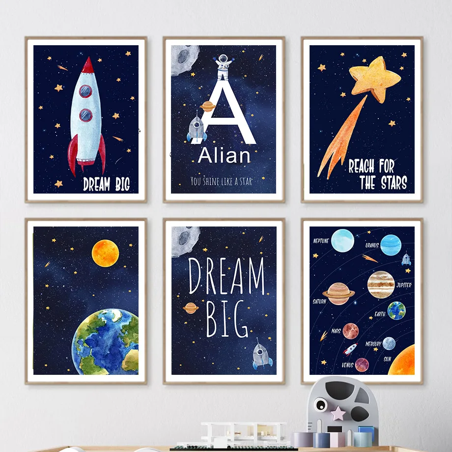 Kids Education Yes - Pintura en lienzo personalizada con nombre,