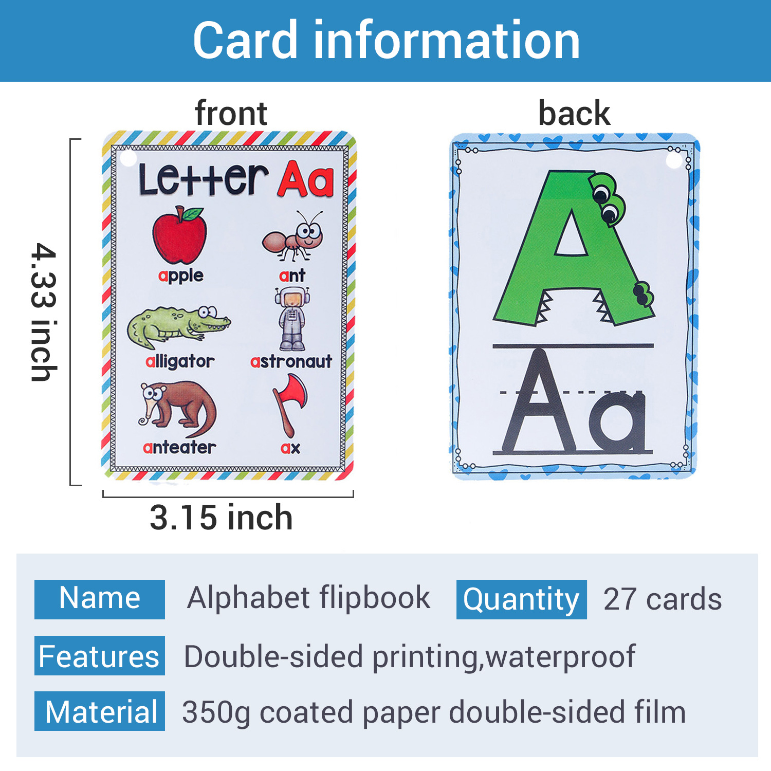 Bview Art English 26 letras al - Flash Card Alphabet reseña y precio