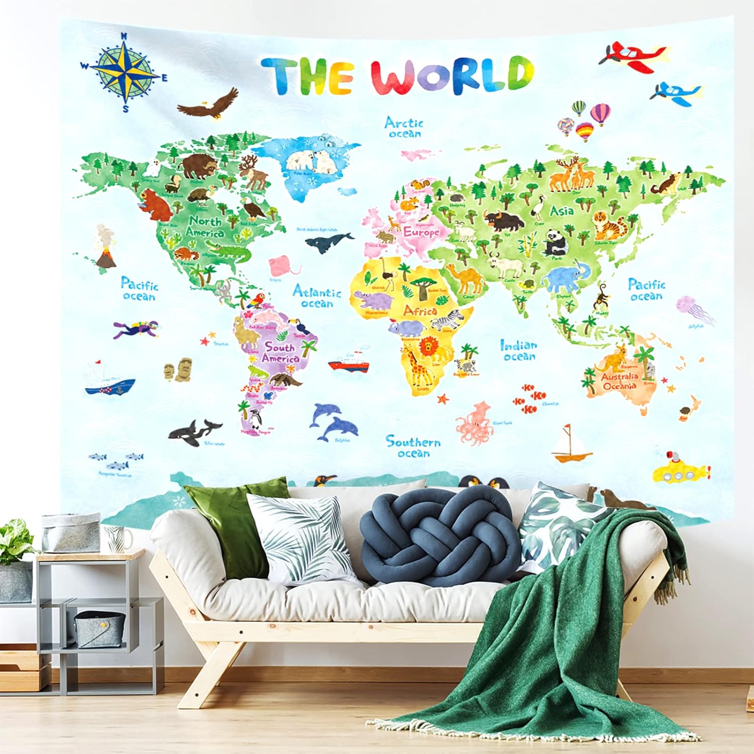 Tapiz de pared con mapa del mu - Kids Education Room reseña y precio